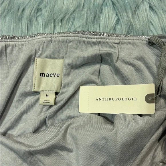 NWT Anthropologie Maeve Shine Silver Strapless Bubble Top - Picture 3 of 8